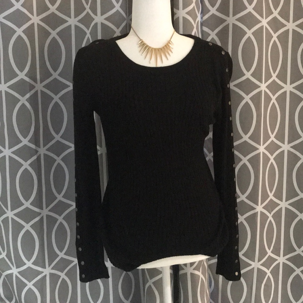 Black Sweater with Silver Button Detailing